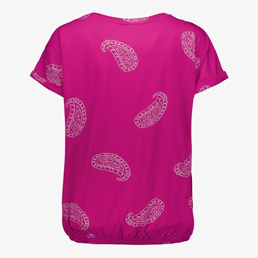 Dames T-shirt paars met paisley print