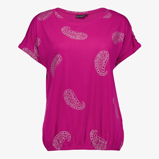 Dames T-shirt paars met paisley print