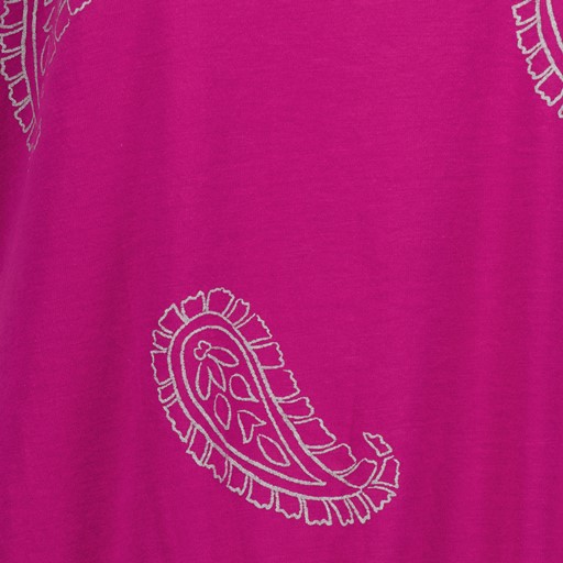 Dames T-shirt paars met paisley print