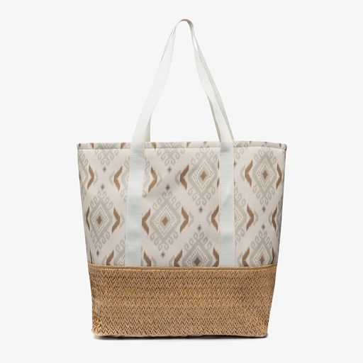 Strandtas met print beige