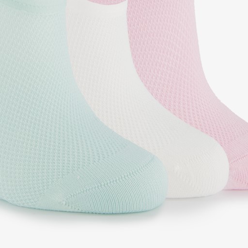 3 paar dames footies groen roze wit