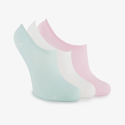 3 paar dames footies groen roze wit