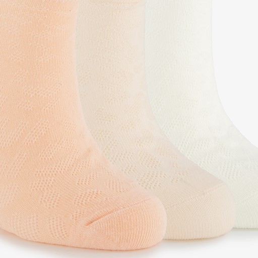 3 paar dames sneakersokken wit roze