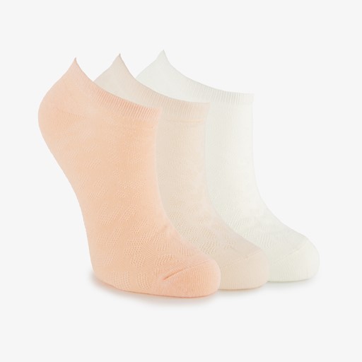 3 paar dames sneakersokken wit roze
