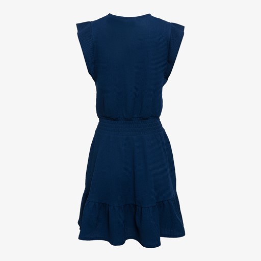 Dames jurk met ruches donkerblauw