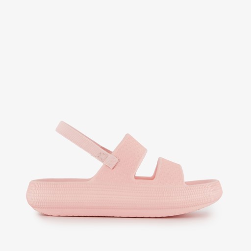 Meisjes badslippers roze met dikke zolen
