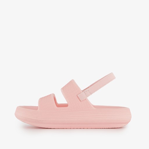 Meisjes badslippers roze met dikke zolen