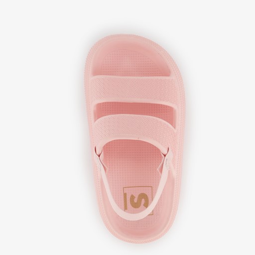 Meisjes badslippers roze met dikke zolen