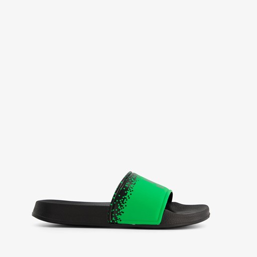 Kinder badslippers zwart groen