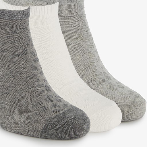 3 paar dames sneakersokken grijs wit