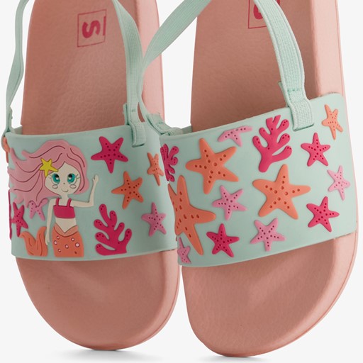 Kinder badslippers met hielbandje zeemeermin