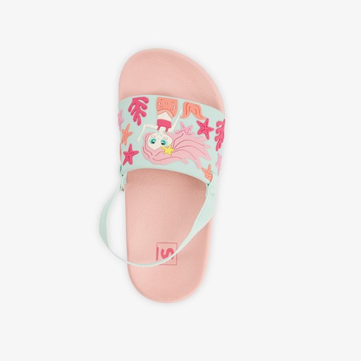 Kinder badslippers met hielbandje zeemeermin