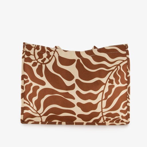 Shopper tas met print beige bruin