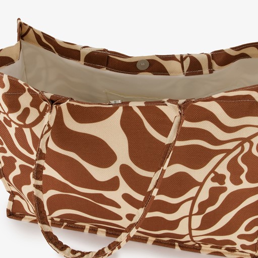 Shopper tas met print beige bruin
