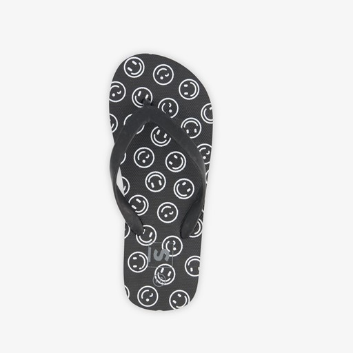 Jongens teenslippers zwart met smiley