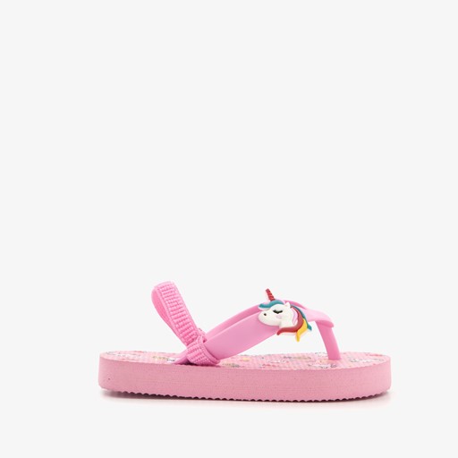 Roze meisjes teenslippers met unicorn