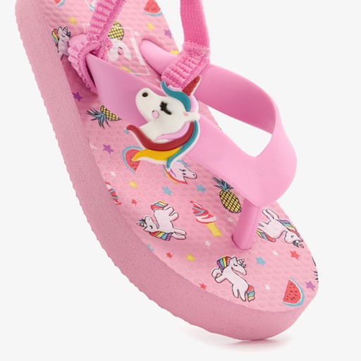 Roze meisjes teenslippers met unicorn
