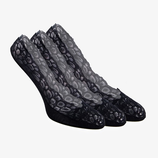 3 paar dames footies zwart met kant