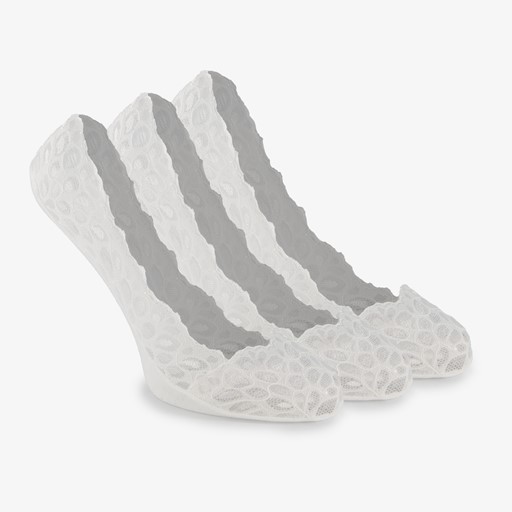 3 paar dames footies wit met kant