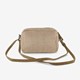 Dames stro schoudertas beige