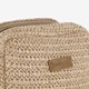 Dames stro schoudertas beige