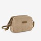 Dames stro schoudertas beige