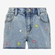 Meisjes denim short met geborduurde bloemen