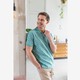 Heren polo met bloemenprint mintgroen