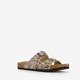 Dames bio slippers zwart met panterprint beige