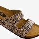 Dames bio slippers zwart met panterprint beige