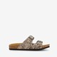 Dames bio slippers zwart met panterprint beige