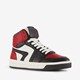 Groot hoge leren jongens sneakers rood zwart