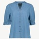 Dames denim spijkerblouse met ruches