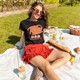 Dames T-shirt zwart met tekstopdruk