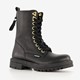 Leren meisjes veterboots zwart