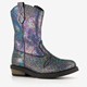 Leren meisjes western boots zwart metallic