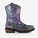 Leren meisjes western boots zwart metallic