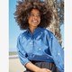 Dames denim spijkerblouse met hartjes