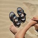 Jongens sandalen zwart geel