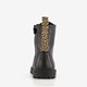 Zwarte meisjes veterboots gouden studs