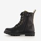 Zwarte meisjes veterboots gouden studs
