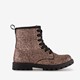 Meisjes veterboots metallic roze zwart