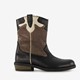 Leren meisjes western boots zwart goud