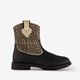 Meisjes enkellaarsjes cheetah print zwart