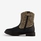 Meisjes enkellaarsjes cheetah print zwart