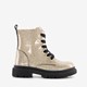 Leren meisjes veterboots goud glitters
