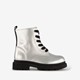 Leren meisjes veterboots zilver