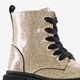 Leren meisjes veterboots goud glitters