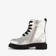 Leren meisjes veterboots zilver