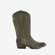 Suede dames western laarzen donkergroen